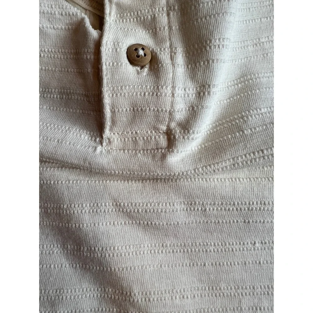 Zara Kids Cream Textured Cotton Henley Short Sleeve Shirt Off White 2 Years 92cm